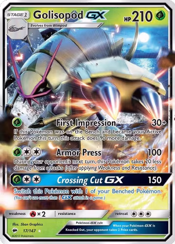 Golisopod GX (17/147), SM - Burning Shadows — Pokémon card price