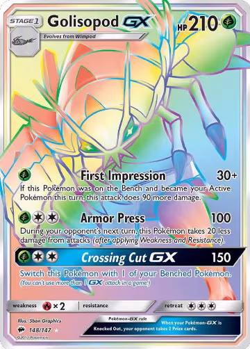 Golisopod GX (Secret) (148/147), SM - Burning Shadows — Pokémon card price
