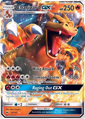 Charizard GX (20/147), SM - Burning Shadows — Pokémon card price