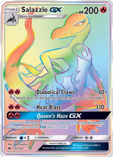 Salazzle GX (Secret) (151/147), SM - Burning Shadows — Pokémon card price