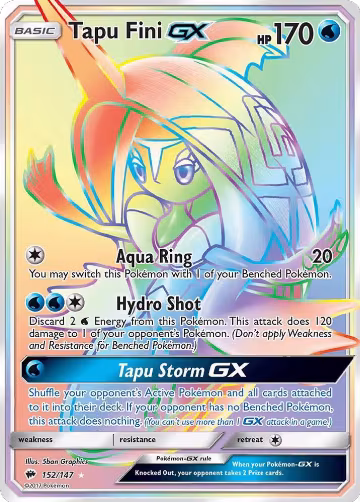 Tapu Fini GX (Secret) (152/147), SM - Burning Shadows — Pokémon card price