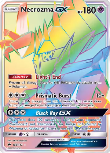 Necrozma GX (Secret) (153/147), SM - Burning Shadows — Pokémon card price