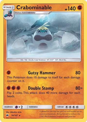 Crabominable (74/147), SM - Burning Shadows — Pokémon card price