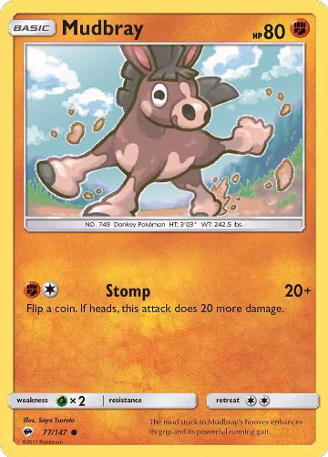 Mudbray (77/147), SM - Burning Shadows — Pokémon card price