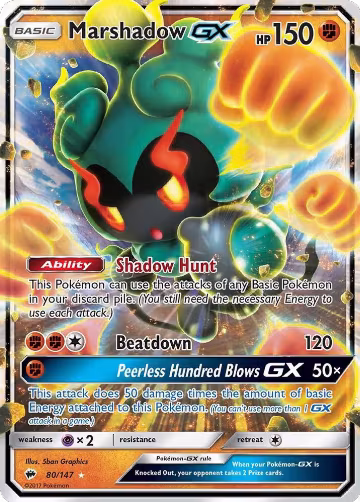 Marshadow GX (80/147), SM - Burning Shadows — Pokémon card price