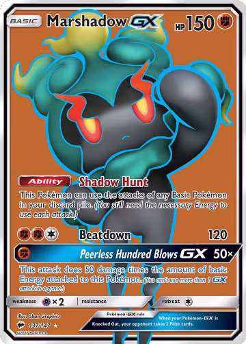Marshadow GX (Full Art) (137/147), SM - Burning Shadows — Pokémon card price