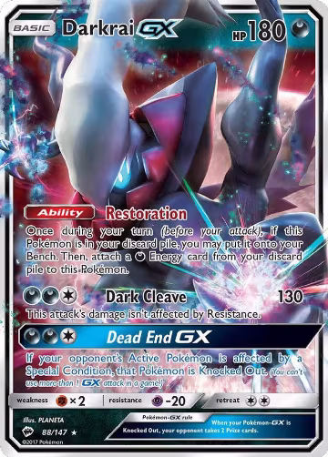 Darkrai GX (88/147), SM - Burning Shadows — Pokémon card price