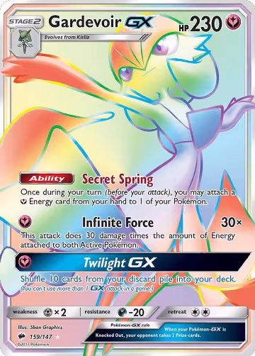 Gardevoir GX (Secret) (159/147), SM - Burning Shadows — Pokémon card price