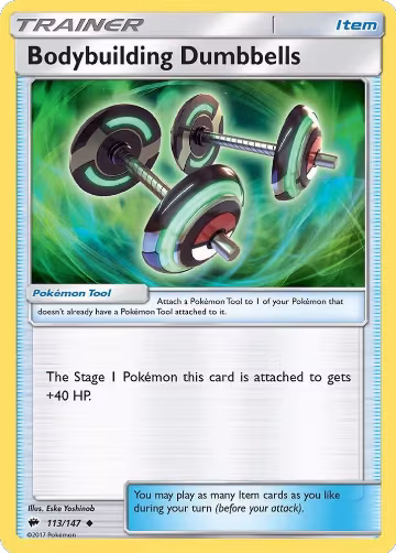 Bodybuilding Dumbbells (113/147), SM - Burning Shadows — Pokémon card price