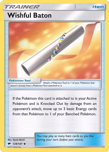 Wishful Baton (128/147), SM - Burning Shadows — Pokémon card price