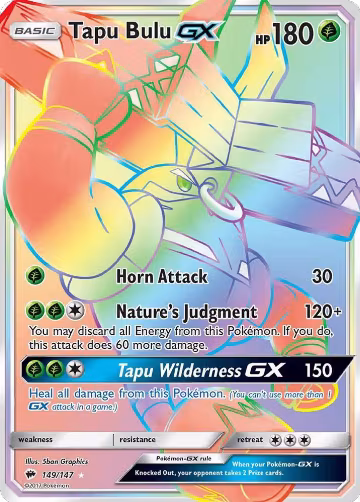 Tapu Bulu GX (Secret) (149/147), SM - Burning Shadows — Pokémon card price