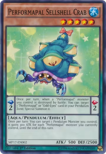 Performapal Sellshell Crab (MP17-EN002), 2017 Mega-Tins Mega Pack — Yu-Gi-Oh! card price