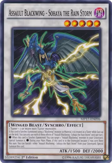 Assault Blackwing - Sohaya the Rain Storm (MP17-EN096), 2017 Mega-Tins Mega Pack — Yu-Gi-Oh! card price