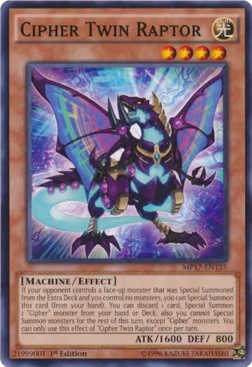Cipher Twin Raptor (MP17-EN135), 2017 Mega-Tins Mega Pack — Yu-Gi-Oh! card price