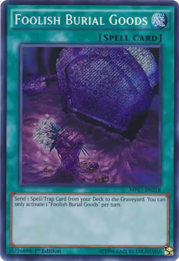 Foolish Burial Goods (MP17-EN218), 2017 Mega-Tins Mega Pack — Yu-Gi-Oh! card price
