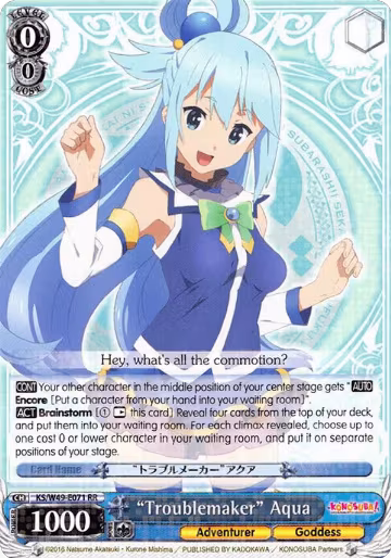 "Troublemaker" Aqua (KS/W49-E071 RR), KonoSuba — Weiß Schwarz card price