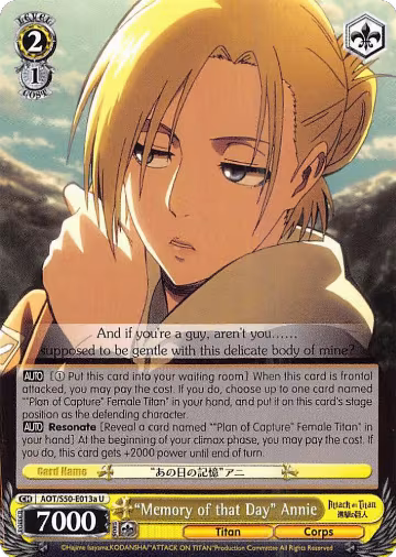 "Memory of that Day" Annie (A) (AOT/S50-E013a U), Attack on Titan Vol. 2 — Weiß Schwarz card price
