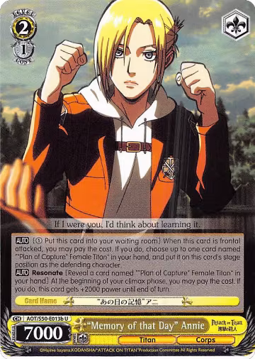 "Memory of that Day" Annie (B) (AOT/S50-E013b U), Attack on Titan Vol. 2 — Weiß Schwarz card price