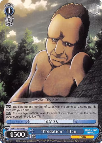 "Predation" Titan (A) (AOT/S50-E095a C), Attack on Titan Vol. 2 — Weiß Schwarz card price