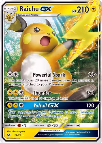 Raichu GX (29/73), Shining Legends — Pokémon card price
