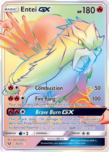 Entei GX (Secret) (74/73), Shining Legends — Pokémon card price