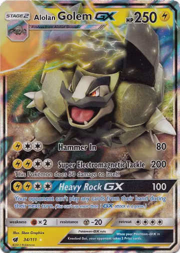 Alolan Golem GX (34/111), SM - Crimson Invasion — Pokémon card price