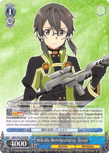 Reliable Reinforcement, Sinon (SAO/S51-E076 R), Sword Art Online The Movie: -Ordinal Scale- — Weiß Schwarz card price