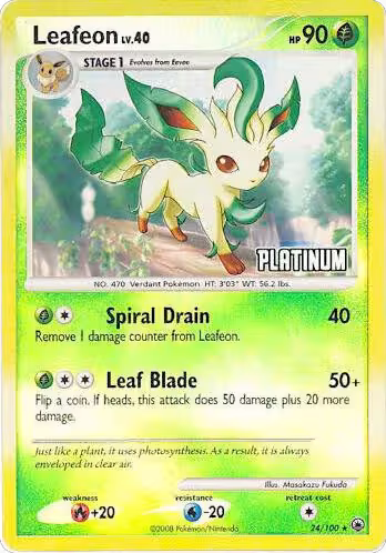 Leafeon - 24/100 [Platinum] (024/100), Burger King Promos — Pokémon card price