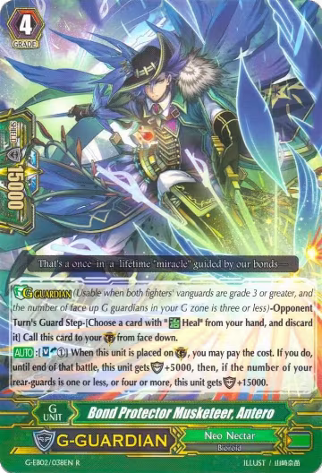 Bond Protector Musketeer, Antero (G-EB02/038EN), G-EB02: The AWAKENING ZOO — Vanguard card price