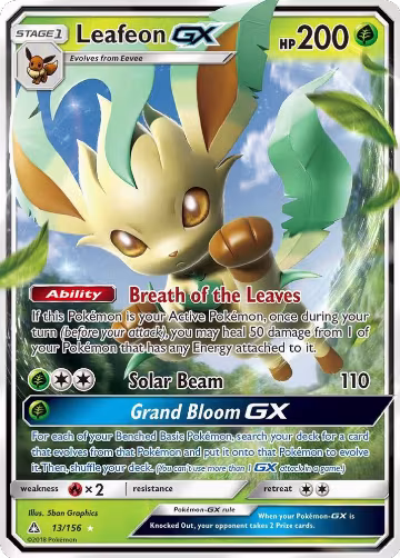 Leafeon GX (13/156), SM - Ultra Prism — Pokémon card price