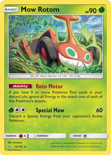 Mow Rotom (14/156), SM - Ultra Prism — Pokémon card price