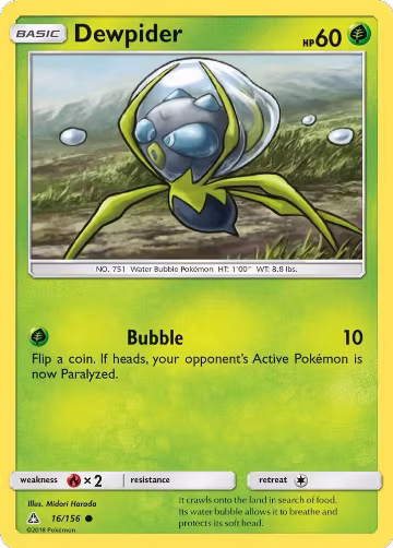 Dewpider (16/156), SM - Ultra Prism — Pokémon card price