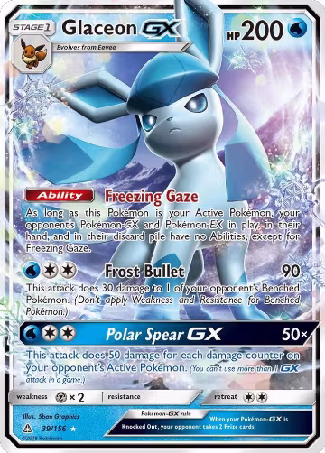 Glaceon GX (39/156), SM - Ultra Prism — Pokémon card price
