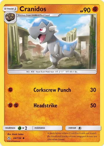 Cranidos (64/156), SM - Ultra Prism — Pokémon card price