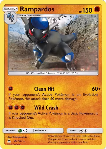 Rampardos (65/156), SM - Ultra Prism — Pokémon card price