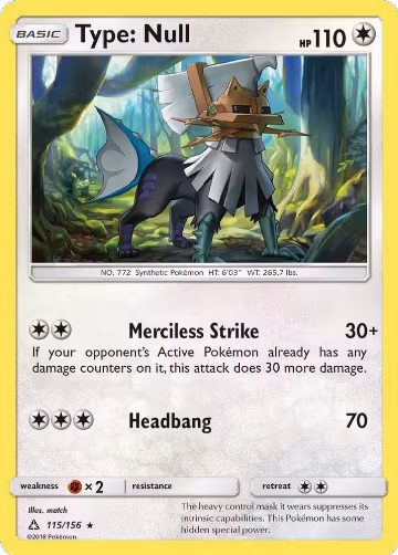 Type: Null (115/156), SM - Ultra Prism — Pokémon card price
