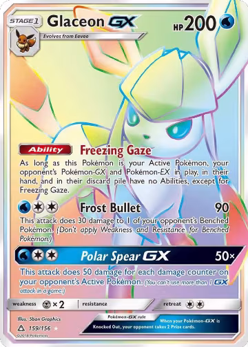 Glaceon GX (Secret Rare) (159/156), SM - Ultra Prism — Pokémon card price