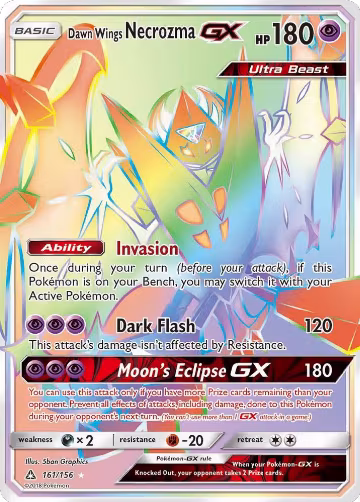 Dawn Wings Necrozma GX (Secret Rare) (161/156), SM - Ultra Prism — Pokémon card price
