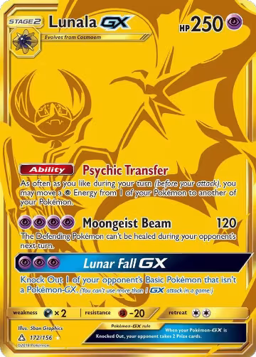 Lunala GX (Secret Rare) (172/156), SM - Ultra Prism — Pokémon card price