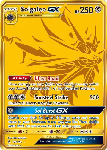 Solgaleo GX (Secret Rare) (173/156), SM - Ultra Prism — Pokémon card price
