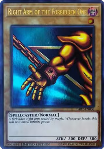 Right Arm of the Forbidden One (LART-EN006), The Lost Art Promotion — Yu-Gi-Oh! card price