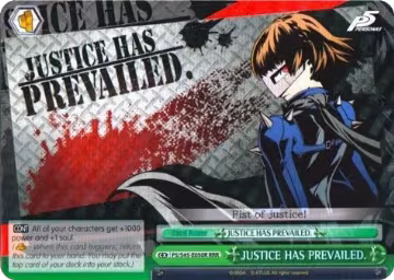 JUSTICE HAS PREVAILED. (RRR) (P5/S45-E050R RRR), Persona 5 — Weiß Schwarz card price