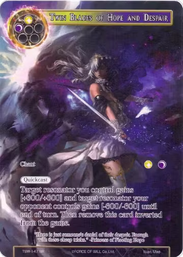 Twin Blades of Hope and Despair // Sword of Fate (Full Art) (TSW-147), The Time Spinning Witch — Force of Will card price