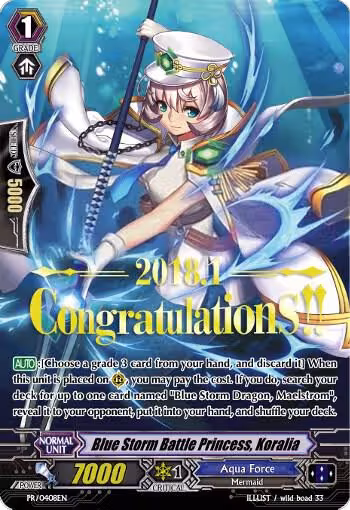 Blue Storm Battle Princess, Koralia - PR/0408EN (Hot Stamped) (PR/0408EN), Promo Cards — Vanguard card price