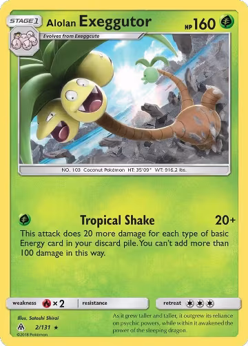 Alolan Exeggutor (2/131), SM - Forbidden Light — Pokémon card price