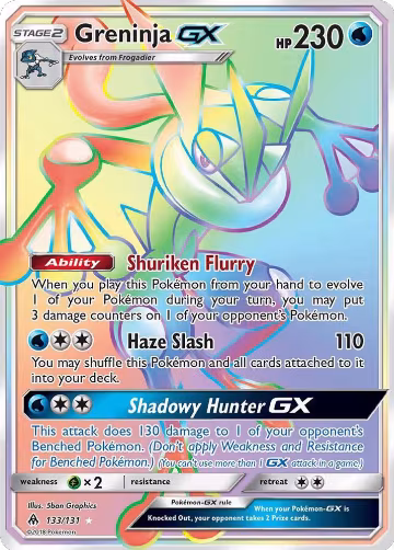 Greninja GX (Secret) (133/131), SM - Forbidden Light — Pokémon card price