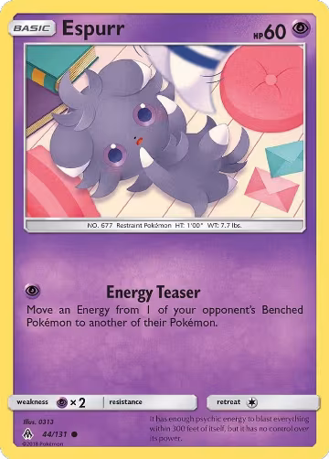 Espurr (44/131), SM - Forbidden Light — Pokémon card price