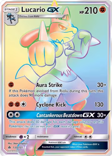 Lucario GX (Secret) (135/131), SM - Forbidden Light — Pokémon card price