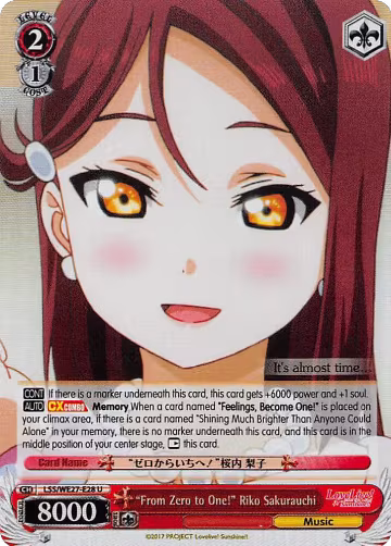 "From Zero to One!" Riko Sakurauchi (Parallel Foil) (LSS/WE27-E28 U), Love Live! Sunshine!! Extra Booster — Weiß Schwarz card price