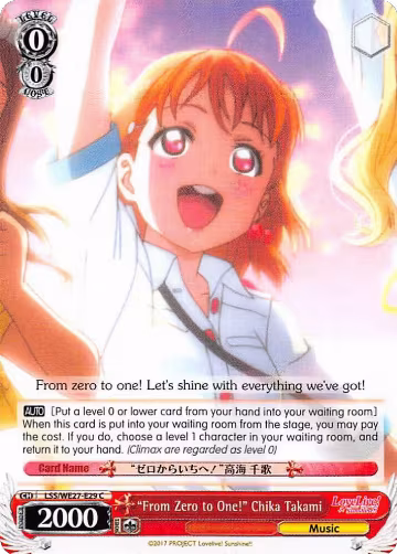 "From Zero to One!" Chika Takami (LSS/WE27-E29 C), Love Live! Sunshine!! Extra Booster — Weiß Schwarz card price